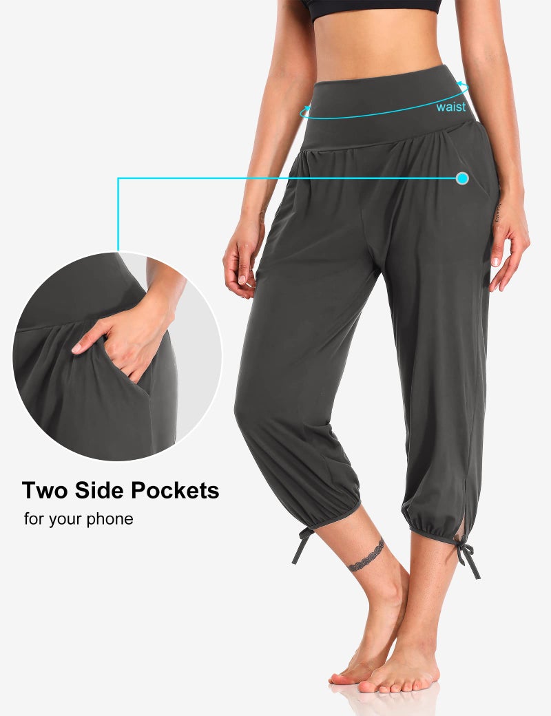 DIBAOLONG Womens Yoga Capri Pants Loose Yoga Pants Comfy Lounge Joggers Pajama Sweatpants with Pockets Dark Gray XL - Image 4